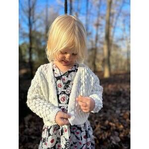 NEW VIGNETTE girl's margot cardigan in white